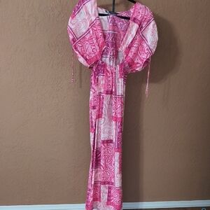 Zara Women's Pink Paisley Patchwork Maxi Beach Dress Size XS